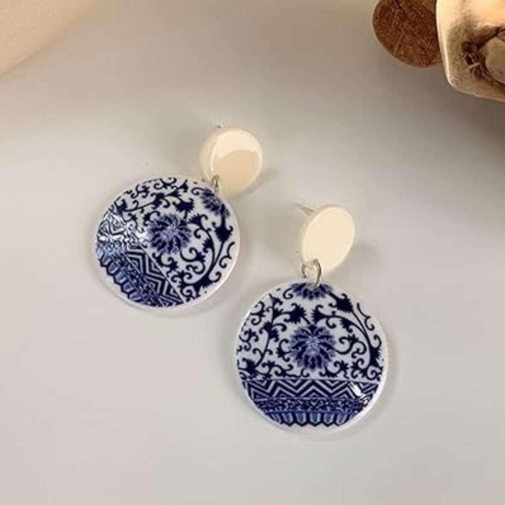 Fashion Royal Blue Geometric Dangle Drop Earrings